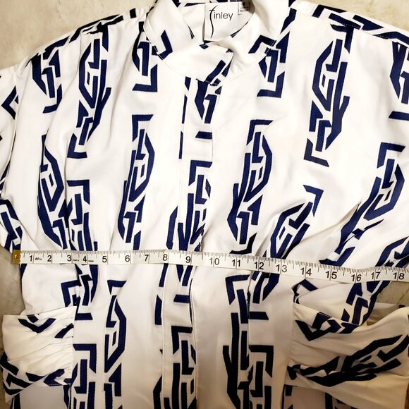 Finley Blue Cotton Shirt Dress Small Coastal Hamptons Preppy Luxury - Picture 10 of 14